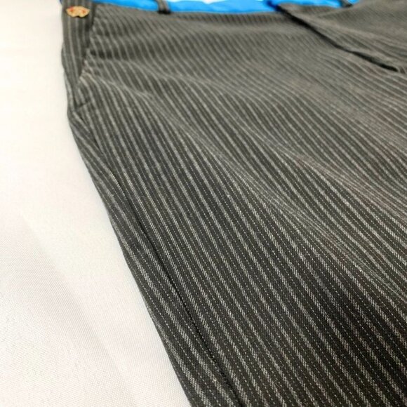 ROBERTO CAVALLI BLACK PINSTRIPES BLUE VELVET WAISTBAND DRESS PANTS - 31 - Picture 7 of 10